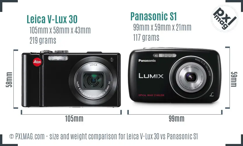 Leica V-Lux 30 vs Panasonic S1 size comparison