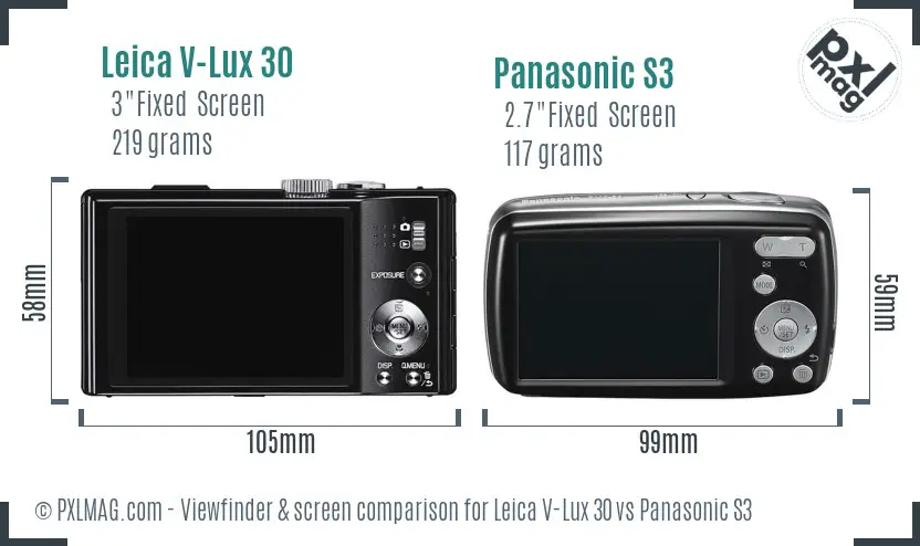 Leica V-Lux 30 vs Panasonic S3 Screen and Viewfinder comparison