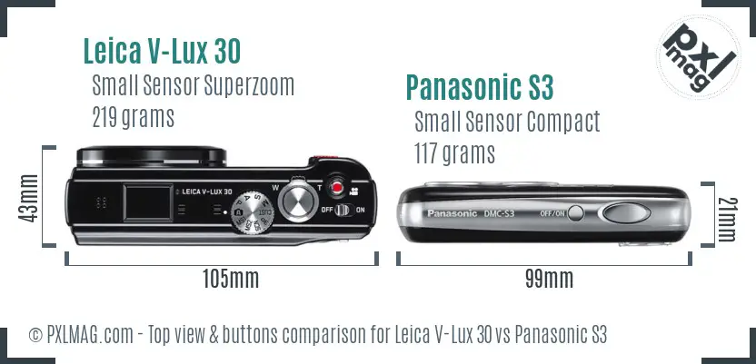 Leica V-Lux 30 vs Panasonic S3 top view buttons comparison