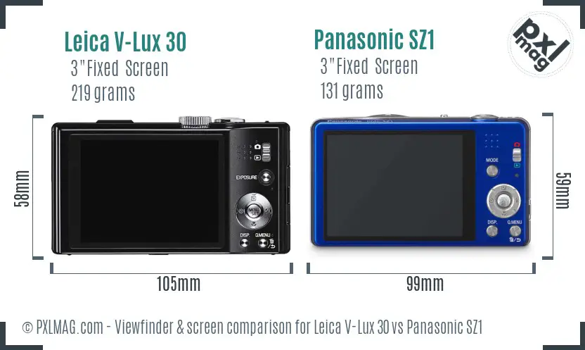 Leica V-Lux 30 vs Panasonic SZ1 Screen and Viewfinder comparison