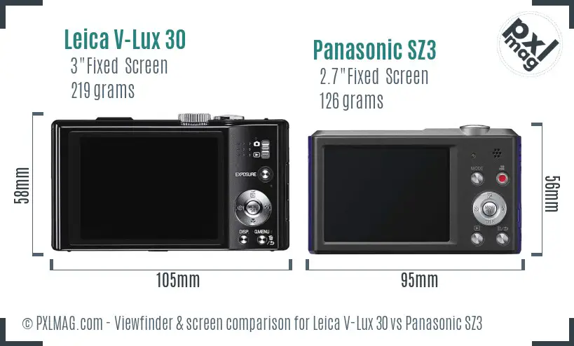 Leica V-Lux 30 vs Panasonic SZ3 Screen and Viewfinder comparison