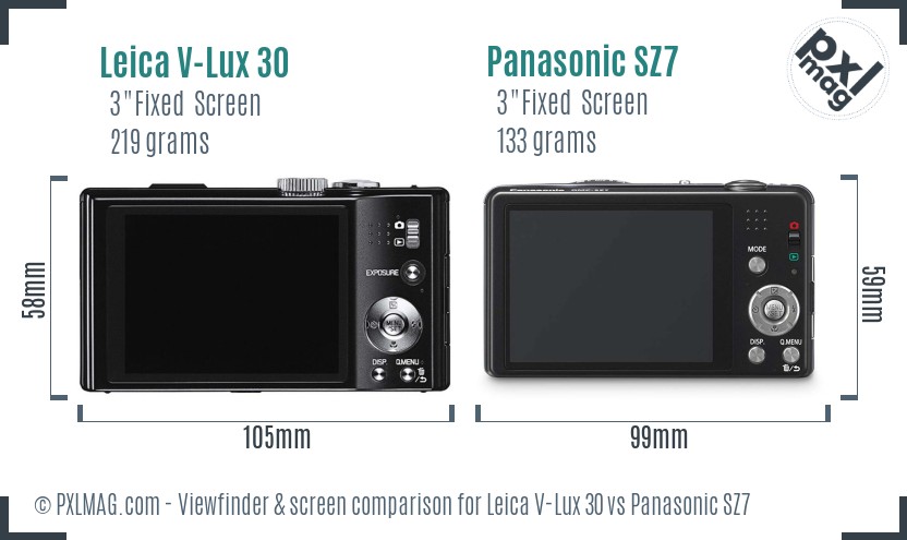 Leica V-Lux 30 vs Panasonic SZ7 Screen and Viewfinder comparison