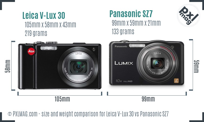 Leica V-Lux 30 vs Panasonic SZ7 size comparison Leica V-Lux 30 vs Panasonic SZ7 size comparison