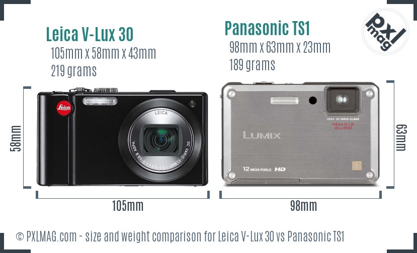 Leica V-Lux 30 vs Panasonic TS1 size comparison