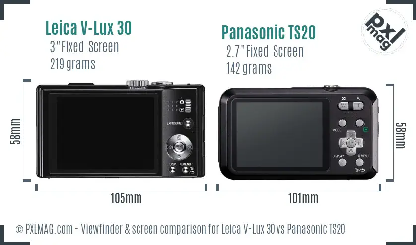 Leica V-Lux 30 vs Panasonic TS20 Screen and Viewfinder comparison