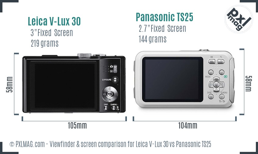 Leica V-Lux 30 vs Panasonic TS25 Screen and Viewfinder comparison