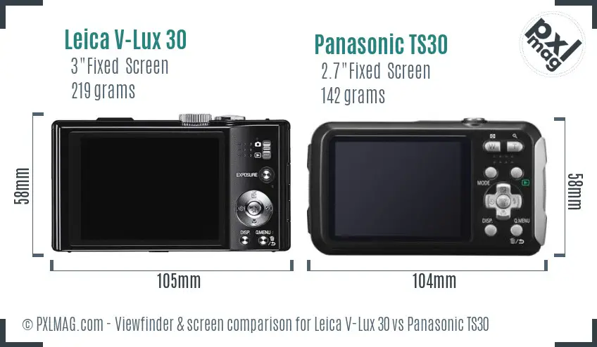 Leica V-Lux 30 vs Panasonic TS30 Screen and Viewfinder comparison