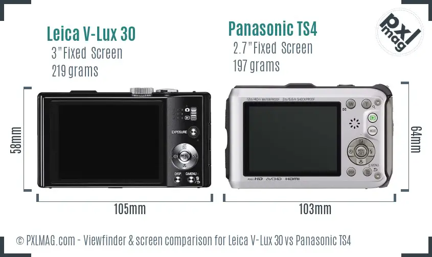 Leica V-Lux 30 vs Panasonic TS4 Screen and Viewfinder comparison