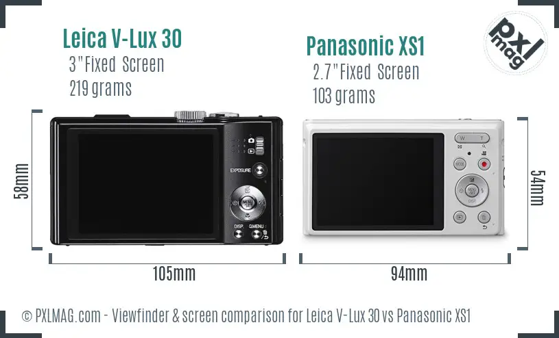 Leica V-Lux 30 vs Panasonic XS1 Screen and Viewfinder comparison Leica V-Lux 30 vs Panasonic XS1 Screen and Viewfinder comparison