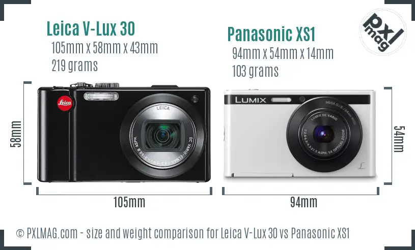 Leica V-Lux 30 vs Panasonic XS1 size comparison Leica V-Lux 30 vs Panasonic XS1 size comparison