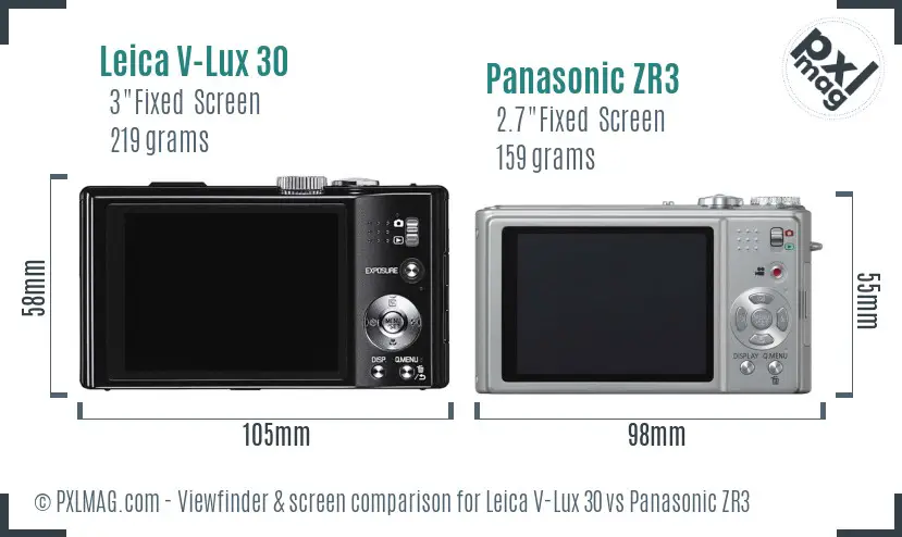 Leica V-Lux 30 vs Panasonic ZR3 Screen and Viewfinder comparison