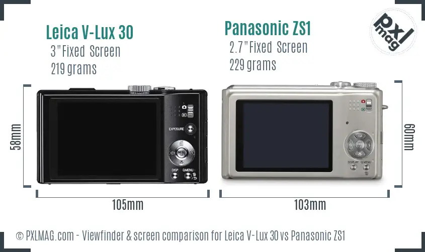 Leica V-Lux 30 vs Panasonic ZS1 Screen and Viewfinder comparison
