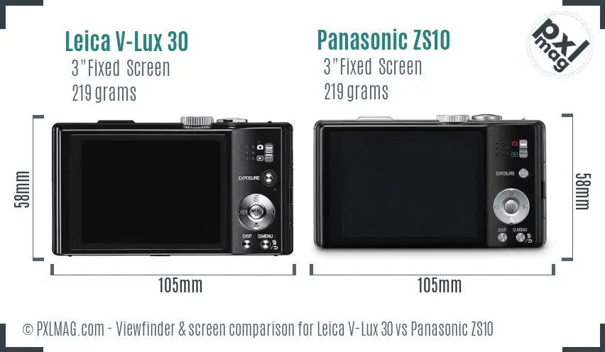Leica V-Lux 30 vs Panasonic ZS10 Screen and Viewfinder comparison