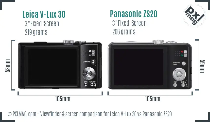 Leica V-Lux 30 vs Panasonic ZS20 Screen and Viewfinder comparison