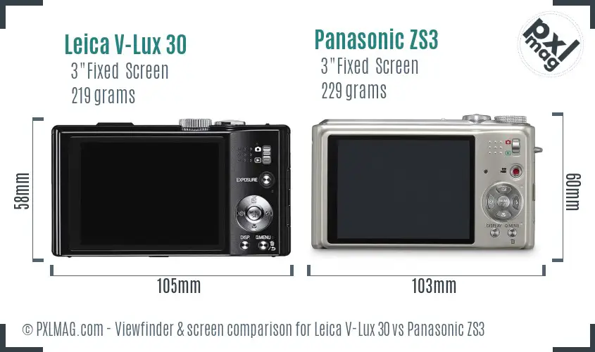 Leica V-Lux 30 vs Panasonic ZS3 Screen and Viewfinder comparison Leica V-Lux 30 vs Panasonic ZS3 Screen and Viewfinder comparison