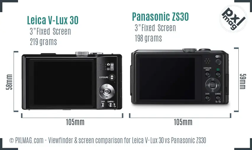 Leica V-Lux 30 vs Panasonic ZS30 Screen and Viewfinder comparison