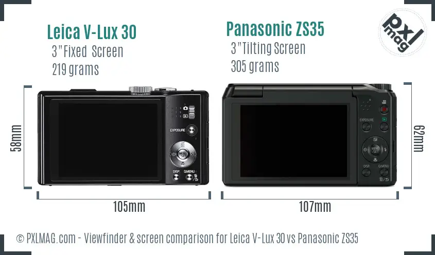 Leica V-Lux 30 vs Panasonic ZS35 Screen and Viewfinder comparison