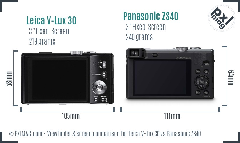 Leica V-Lux 30 vs Panasonic ZS40 Screen and Viewfinder comparison