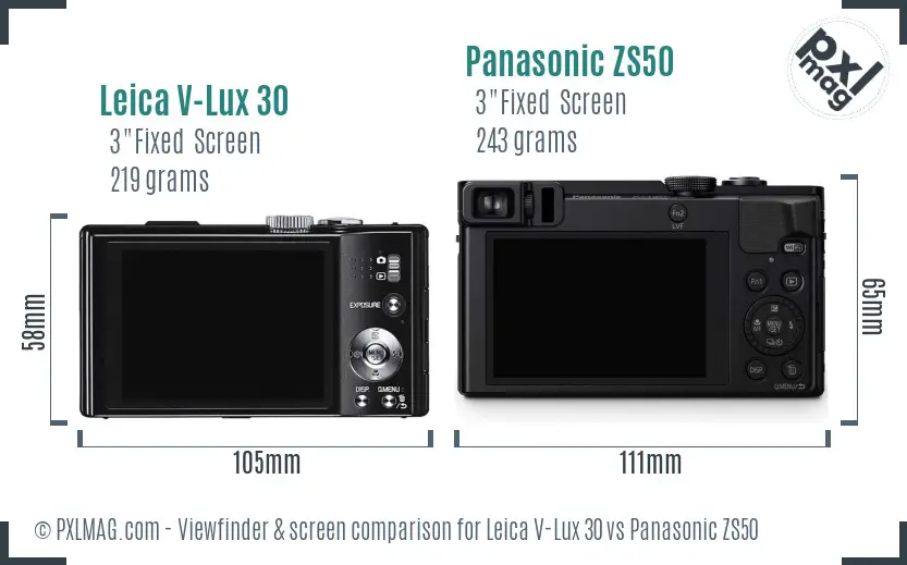 Leica V-Lux 30 vs Panasonic ZS50 Screen and Viewfinder comparison