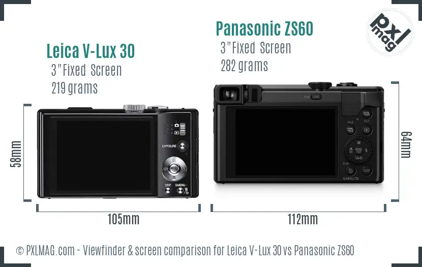 Leica V-Lux 30 vs Panasonic ZS60 Screen and Viewfinder comparison