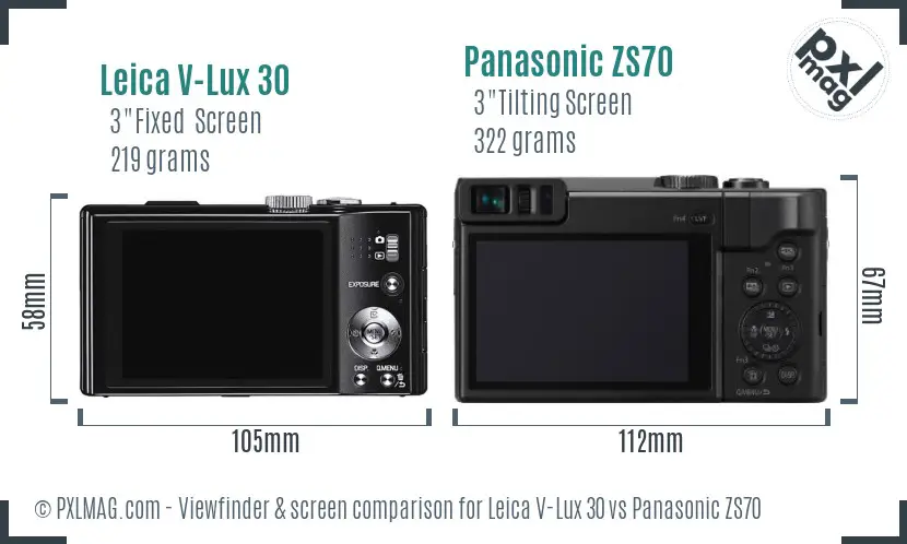 Leica V-Lux 30 vs Panasonic ZS70 Screen and Viewfinder comparison