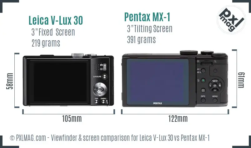 Leica V-Lux 30 vs Pentax MX-1 Screen and Viewfinder comparison Leica V-Lux 30 vs Pentax MX-1 Screen and Viewfinder comparison
