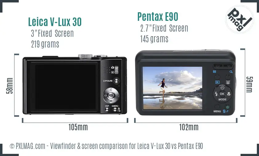 Leica V-Lux 30 vs Pentax E90 Screen and Viewfinder comparison