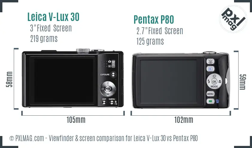 Leica V-Lux 30 vs Pentax P80 Screen and Viewfinder comparison