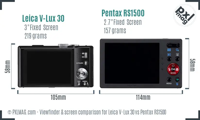 Leica V-Lux 30 vs Pentax RS1500 Screen and Viewfinder comparison