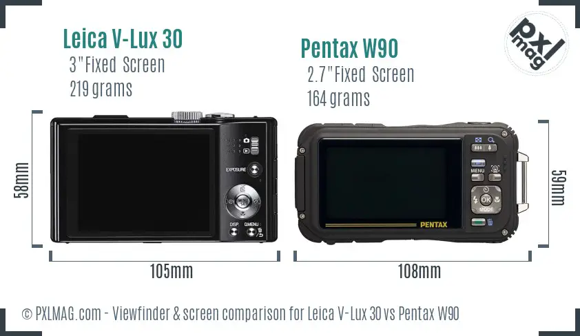 Leica V-Lux 30 vs Pentax W90 Screen and Viewfinder comparison Leica V-Lux 30 vs Pentax W90 Screen and Viewfinder comparison