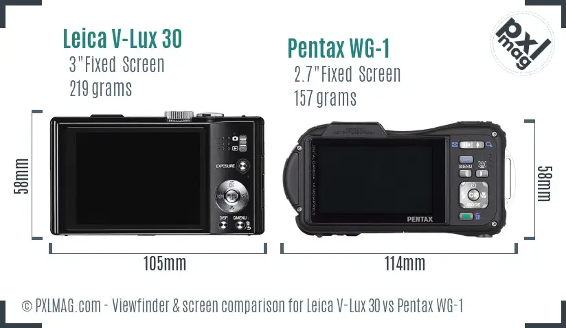 Leica V-Lux 30 vs Pentax WG-1 Screen and Viewfinder comparison