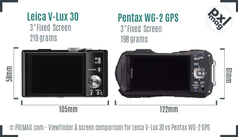 Leica V-Lux 30 vs Pentax WG-2 GPS Screen and Viewfinder comparison Leica V-Lux 30 vs Pentax WG-2 GPS Screen and Viewfinder comparison