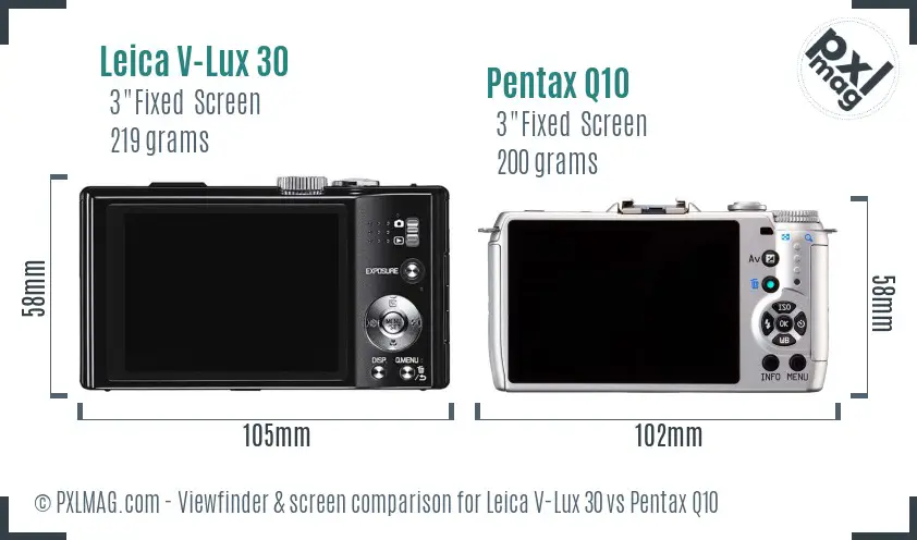 Leica V-Lux 30 vs Pentax Q10 Screen and Viewfinder comparison