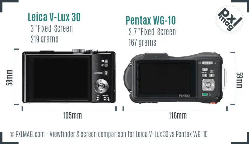 Leica V-Lux 30 vs Pentax WG-10 Screen and Viewfinder comparison Leica V-Lux 30 vs Pentax WG-10 Screen and Viewfinder comparison