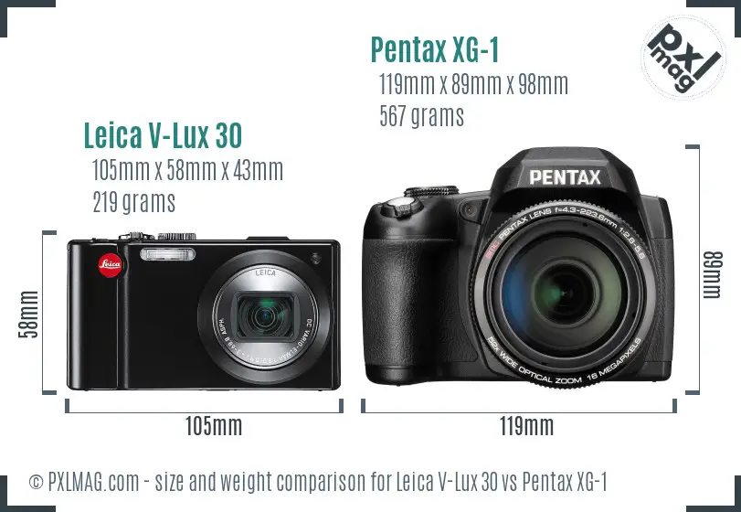 Leica V-Lux 30 vs Pentax XG-1 size comparison Leica V-Lux 30 vs Pentax XG-1 size comparison