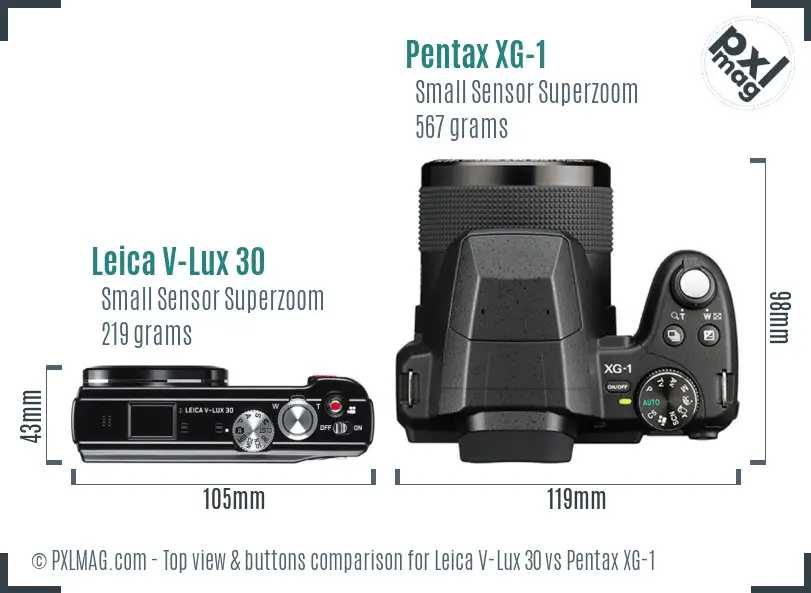 Leica V-Lux 30 vs Pentax XG-1 top view buttons comparison Leica V-Lux 30 vs Pentax XG-1 top view buttons comparison