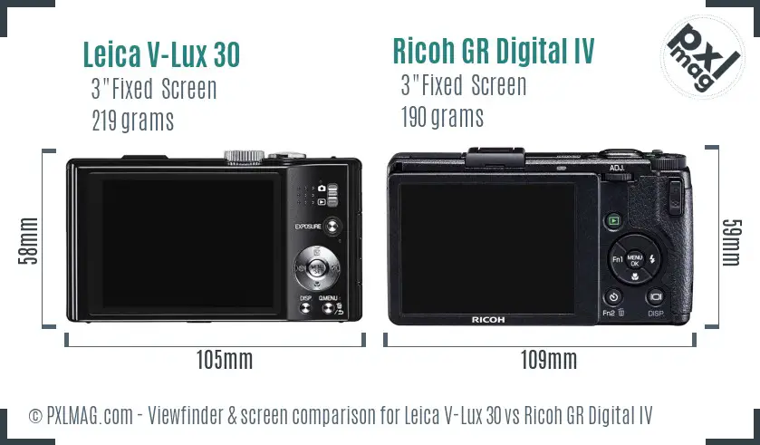 Leica V-Lux 30 vs Ricoh GR Digital IV Screen and Viewfinder comparison Leica V-Lux 30 vs Ricoh GR Digital IV Screen and Viewfinder comparison