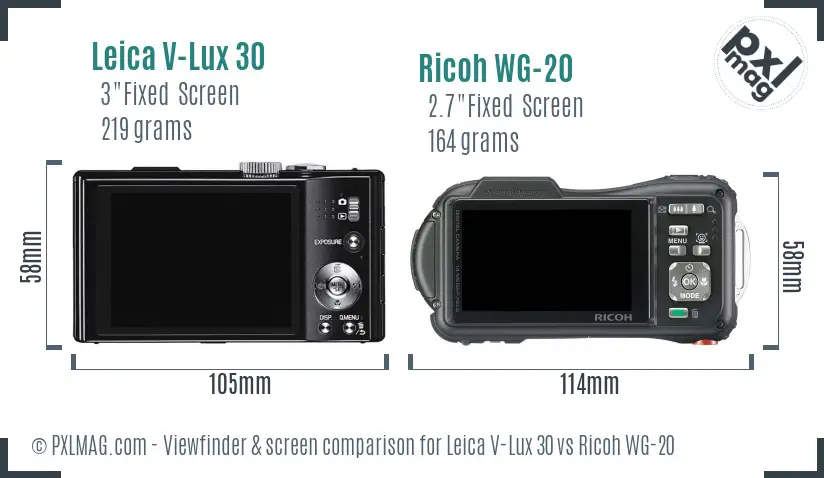 Leica V-Lux 30 vs Ricoh WG-20 Screen and Viewfinder comparison Leica V-Lux 30 vs Ricoh WG-20 Screen and Viewfinder comparison