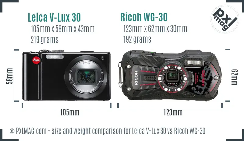 Leica V-Lux 30 vs Ricoh WG-30 size comparison Leica V-Lux 30 vs Ricoh WG-30 size comparison