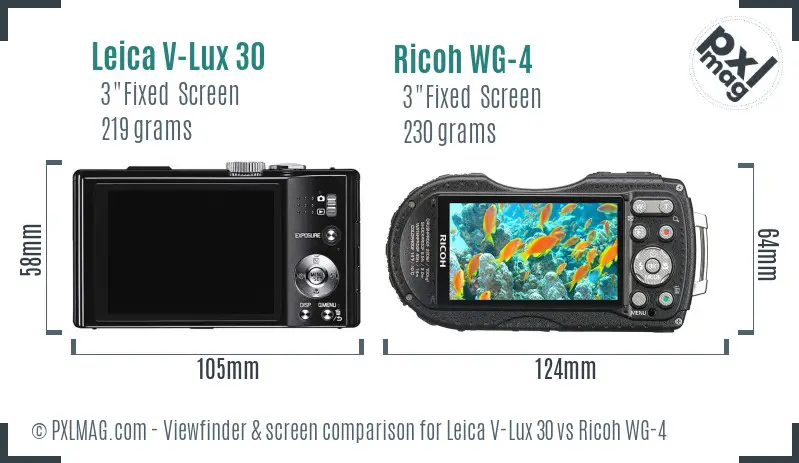 Leica V-Lux 30 vs Ricoh WG-4 Screen and Viewfinder comparison
