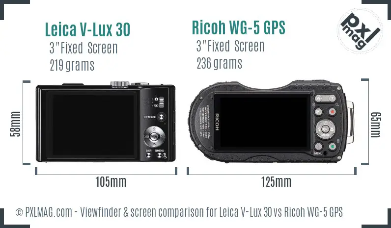 Leica V-Lux 30 vs Ricoh WG-5 GPS Screen and Viewfinder comparison