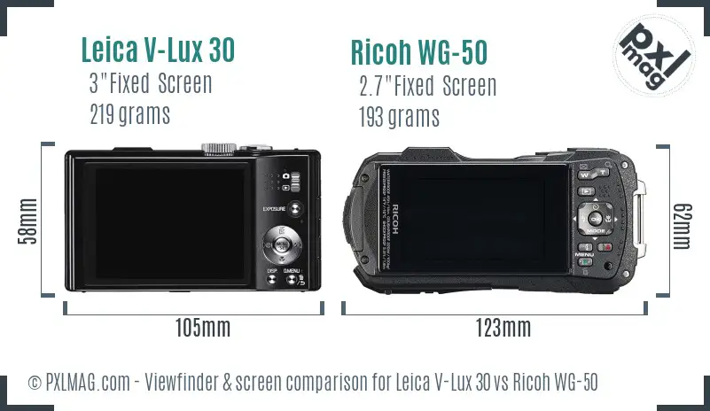 Leica V-Lux 30 vs Ricoh WG-50 Screen and Viewfinder comparison