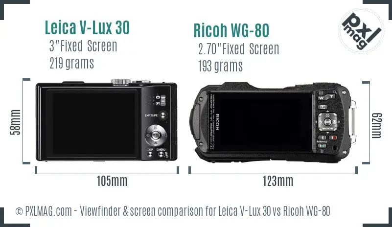 Leica V-Lux 30 vs Ricoh WG-80 Screen and Viewfinder comparison