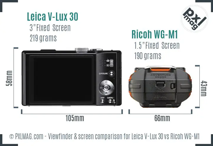 Leica V-Lux 30 vs Ricoh WG-M1 Screen and Viewfinder comparison