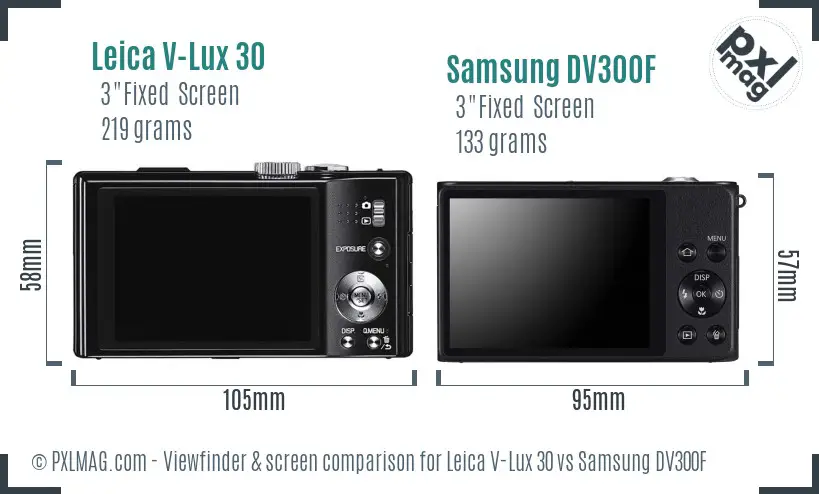 Leica V-Lux 30 vs Samsung DV300F Screen and Viewfinder comparison