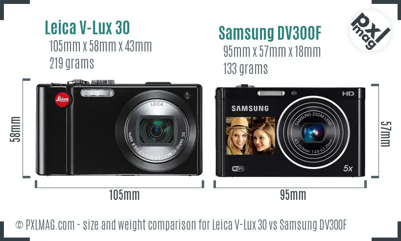 Leica V-Lux 30 vs Samsung DV300F size comparison