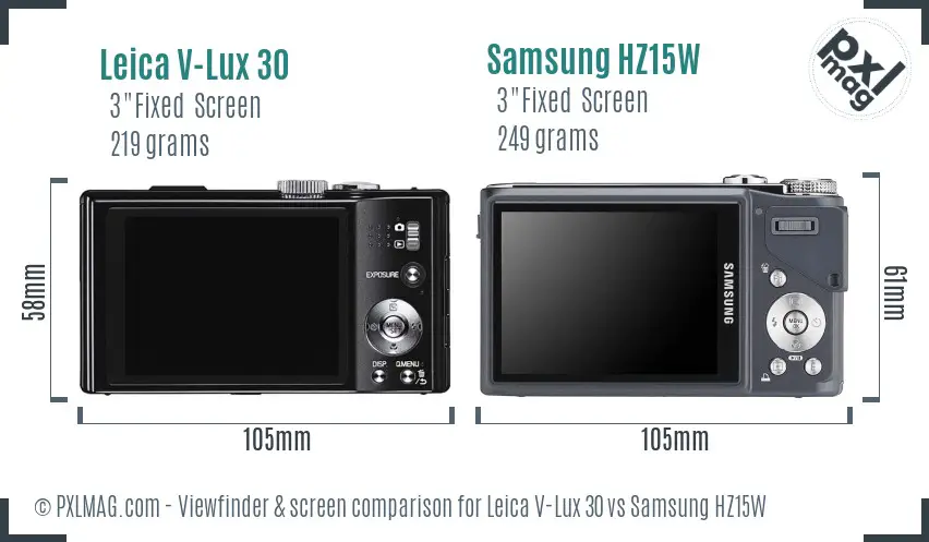 Leica V-Lux 30 vs Samsung HZ15W Screen and Viewfinder comparison Leica V-Lux 30 vs Samsung HZ15W Screen and Viewfinder comparison