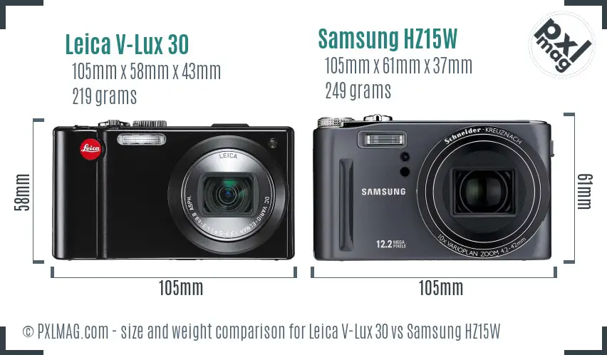 Leica V-Lux 30 vs Samsung HZ15W size comparison Leica V-Lux 30 vs Samsung HZ15W size comparison