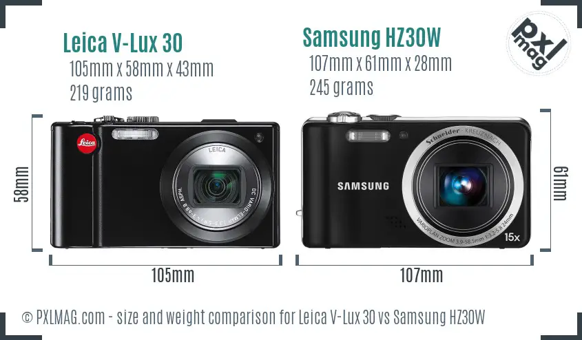 Leica V-Lux 30 vs Samsung HZ30W size comparison Leica V-Lux 30 vs Samsung HZ30W size comparison