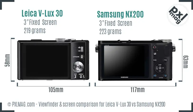 Leica V-Lux 30 vs Samsung NX200 Screen and Viewfinder comparison